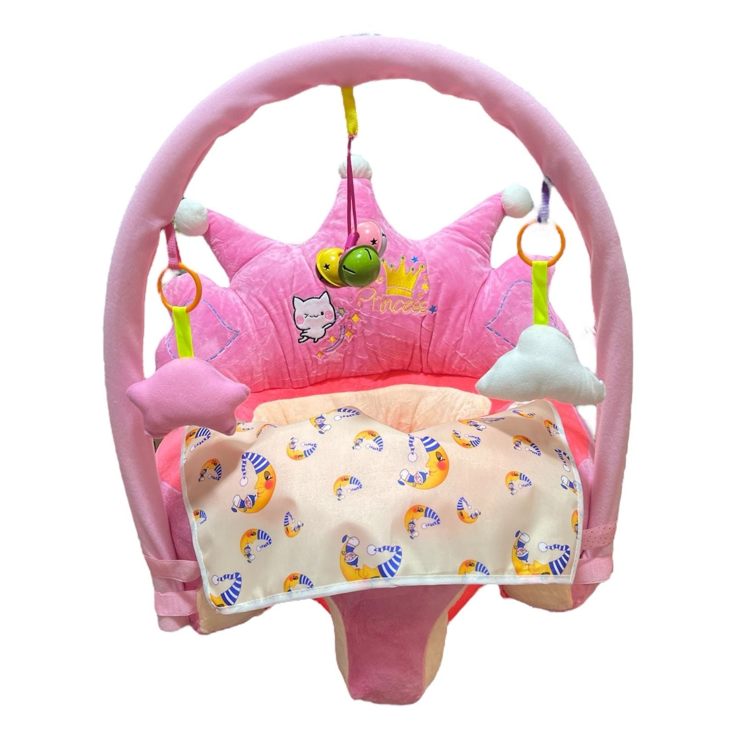 Baby Support Crown Toy Seater – Plush Infant Sitting Chair with Hanging Toys