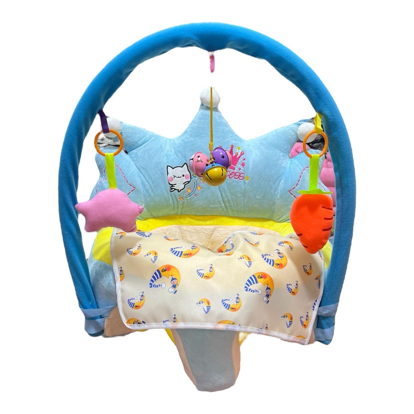 Baby Support Crown Toy Seater – Plush Infant Sitting Chair with Hanging Toys
