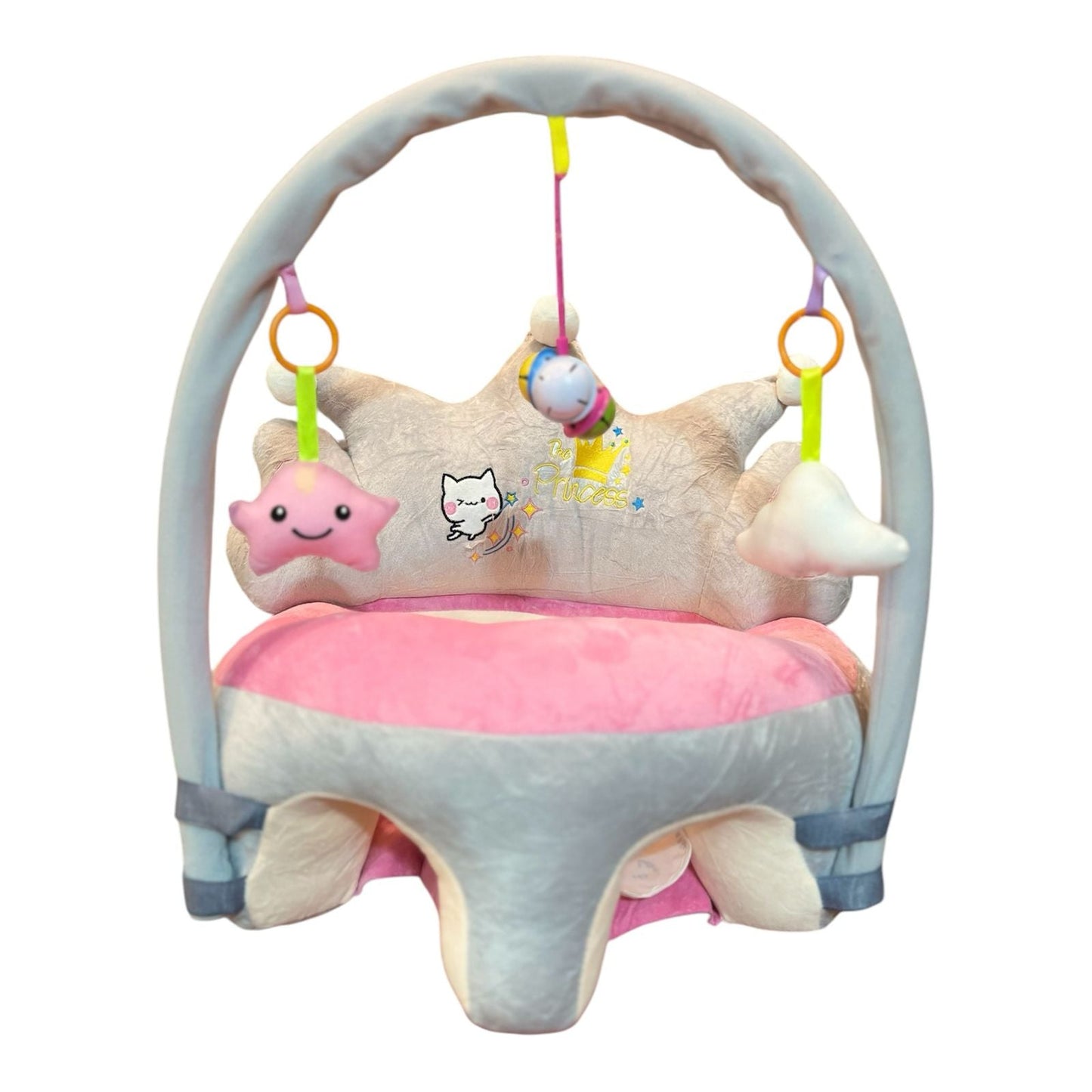 Baby Support Crown Toy Seater – Plush Infant Sitting Chair with Hanging Toys